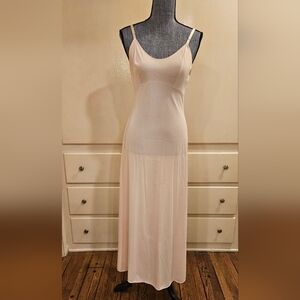 Vintage Blond Nude Slip Dress Sheer Minimalist Bias Cut Maxi Balletcore Lingerie